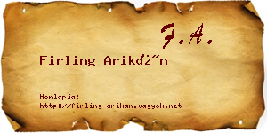 Firling Arikán névjegykártya